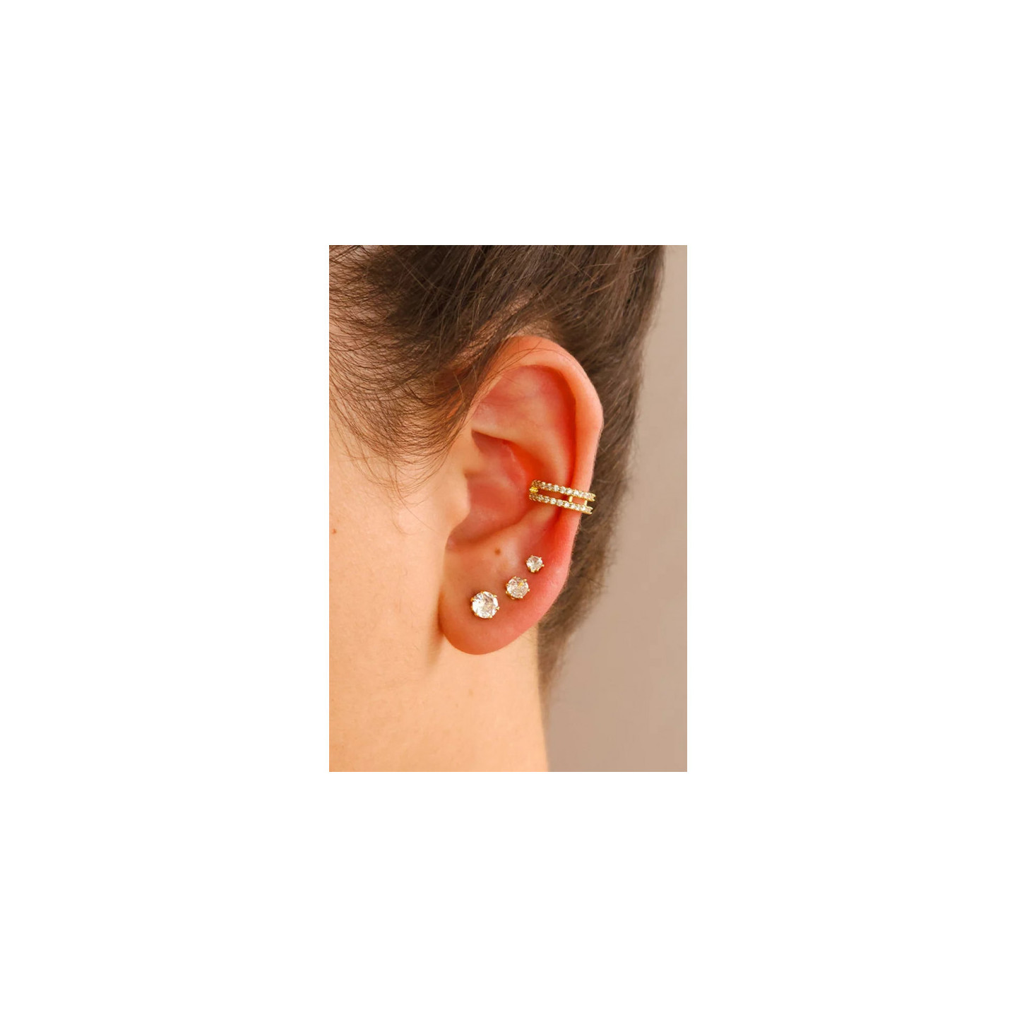 Bruna's Choice Split Studs - Trio - 18k gold rhodium silver ziroconia