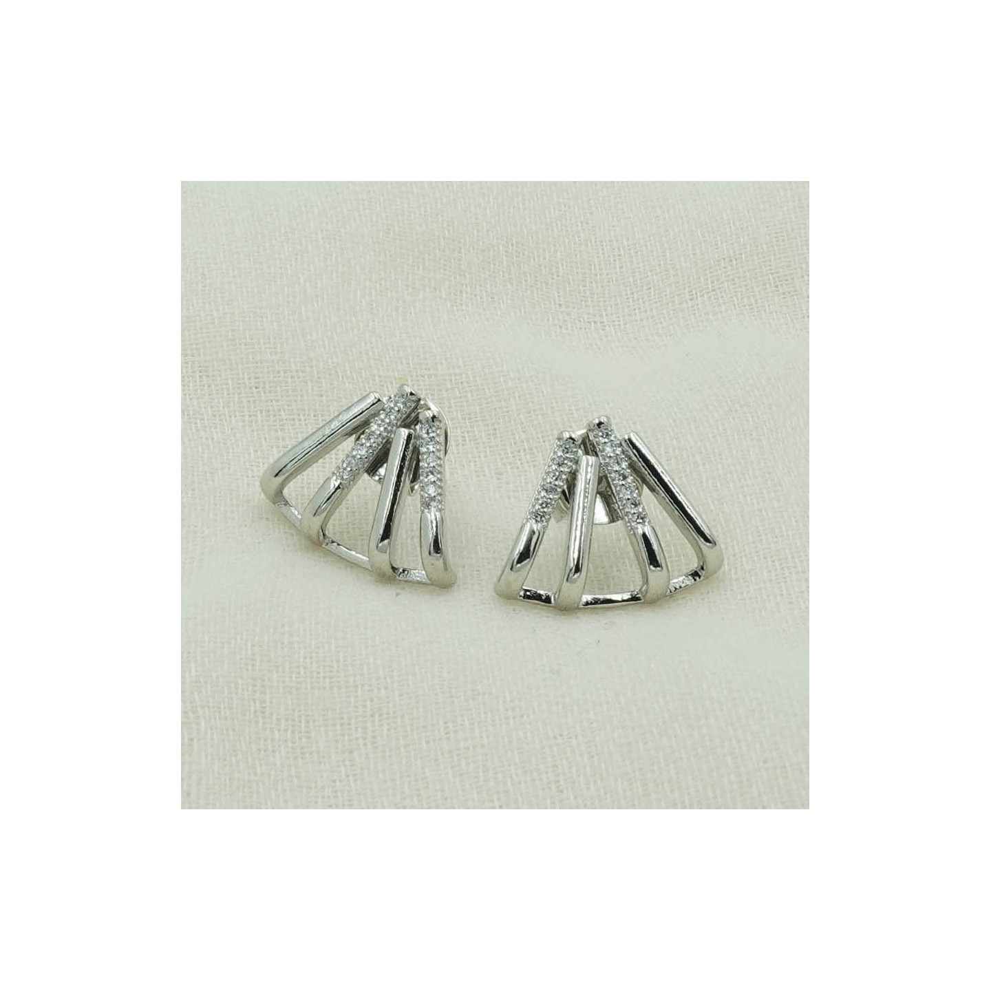 Bruna's Choice Bari Studs - 18k gold rhodium silver ziroconia