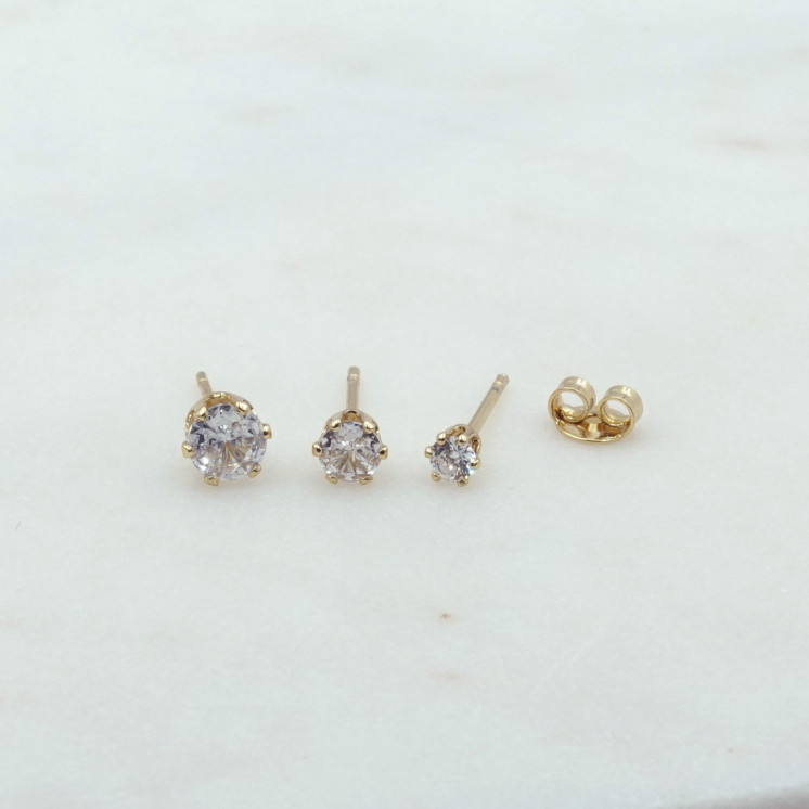 Bruna's Choice Split Studs - Trio - 18k gold rhodium silver ziroconia