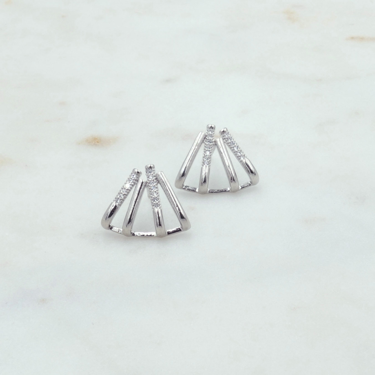 Bruna's Choice Bari Studs - 18k gold rhodium silver ziroconia