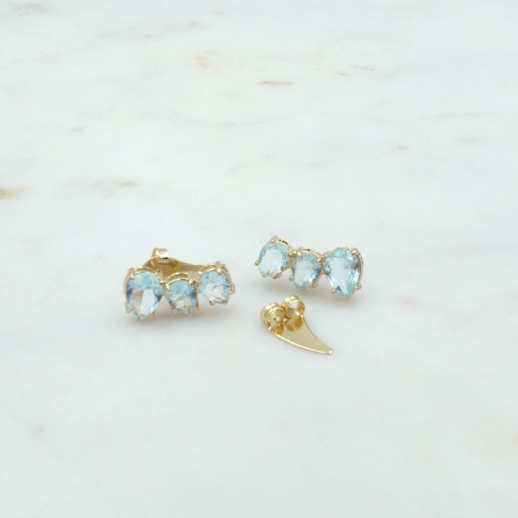 Bruna's Choice Èze Blue Ear Cuffs- 18k gold colorful Crystals