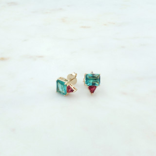 Bruna's Choice Cassis Studs - 18k gold colorful zirconia