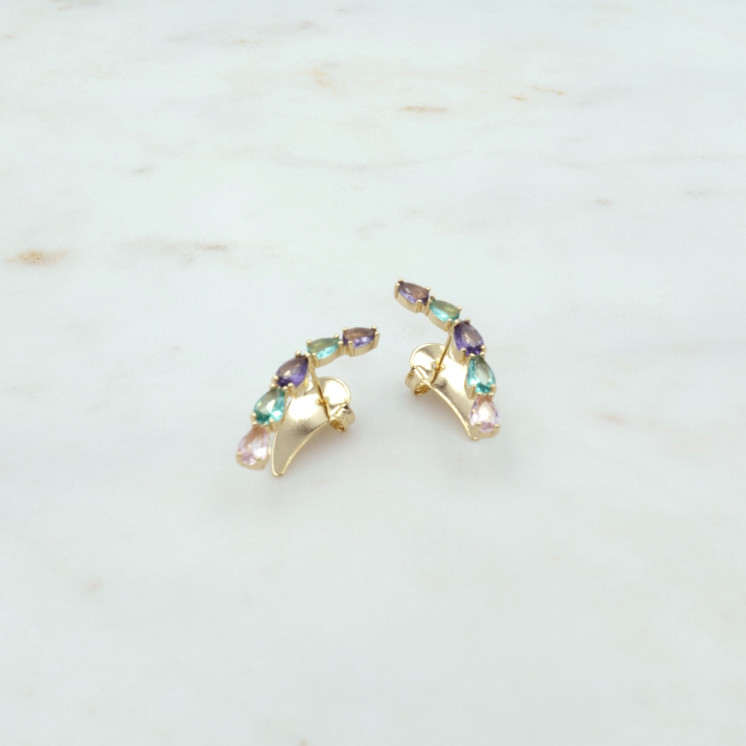 Bruna's Choice Amalfi Earcuffs - 18k gold colorful Crystals