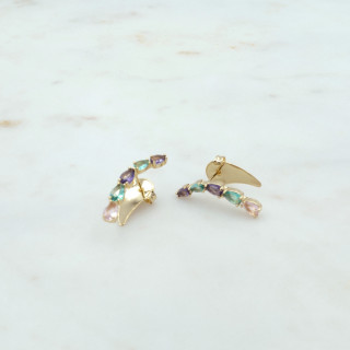 Bruna's Choice Amalfi Earcuffs - 18k gold colorful Crystals