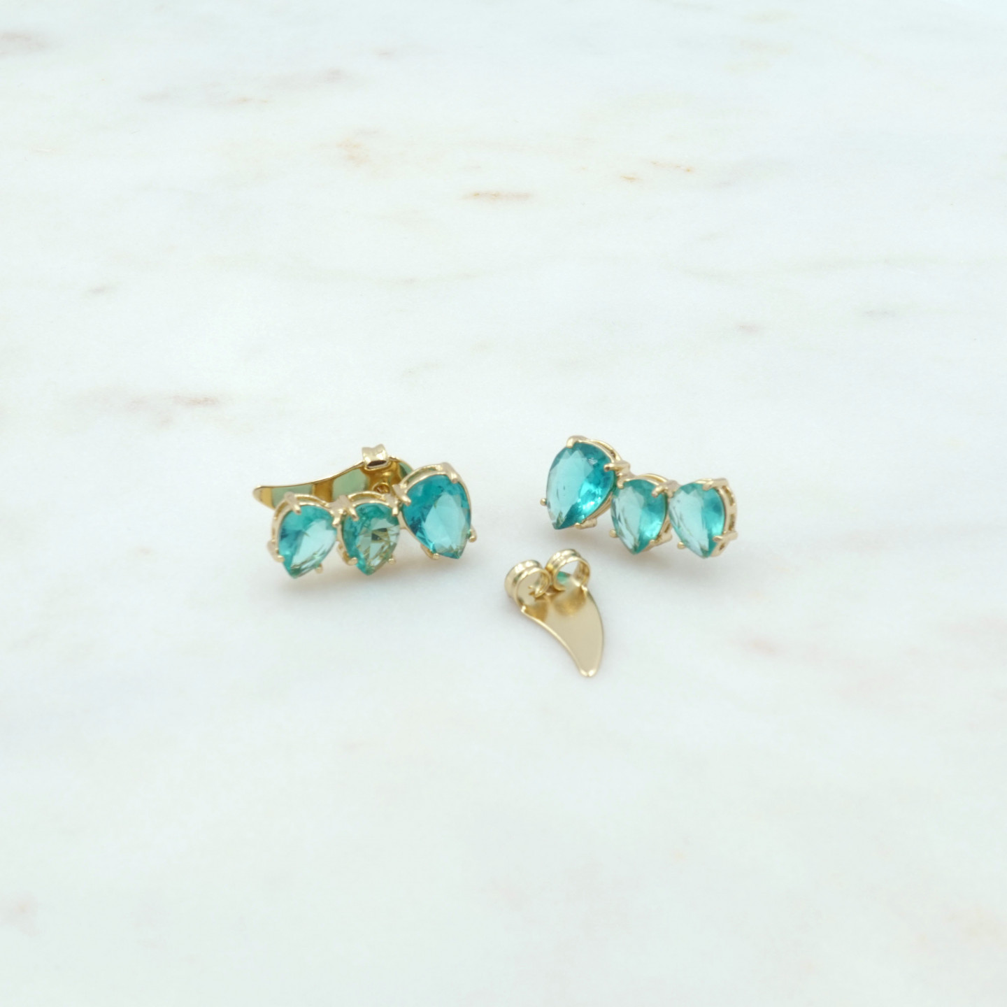 Bruna's Choice Èze Green Ear Cuffs- 18k gold colorful Crystals