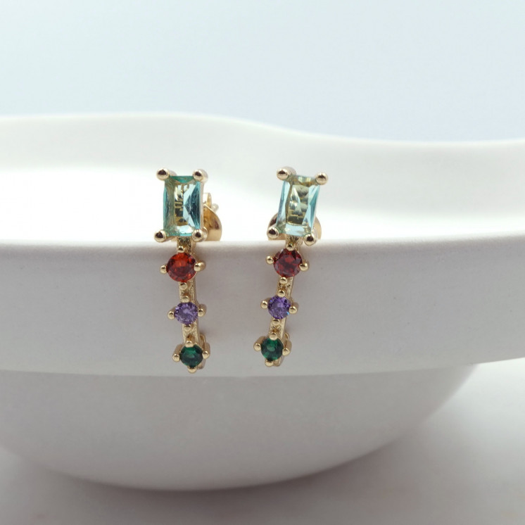 Bruna's Choice Nice Ear Studs - 18k gold colorful Crystals