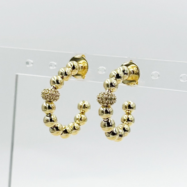 Bruna's Choice Nairobi Earrings - 18k gold plated, white crystals