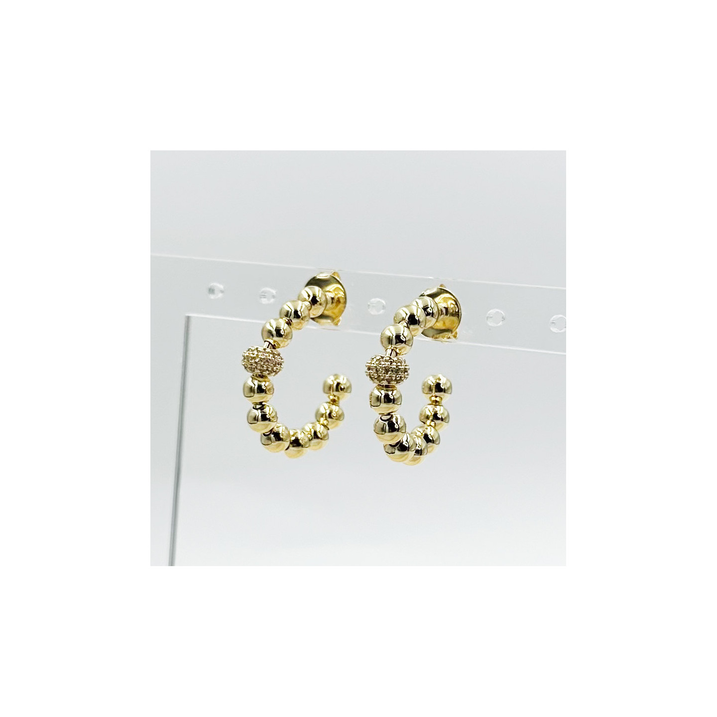 Bruna's Choice Nairobi Earrings - 18k gold plated, white crystals