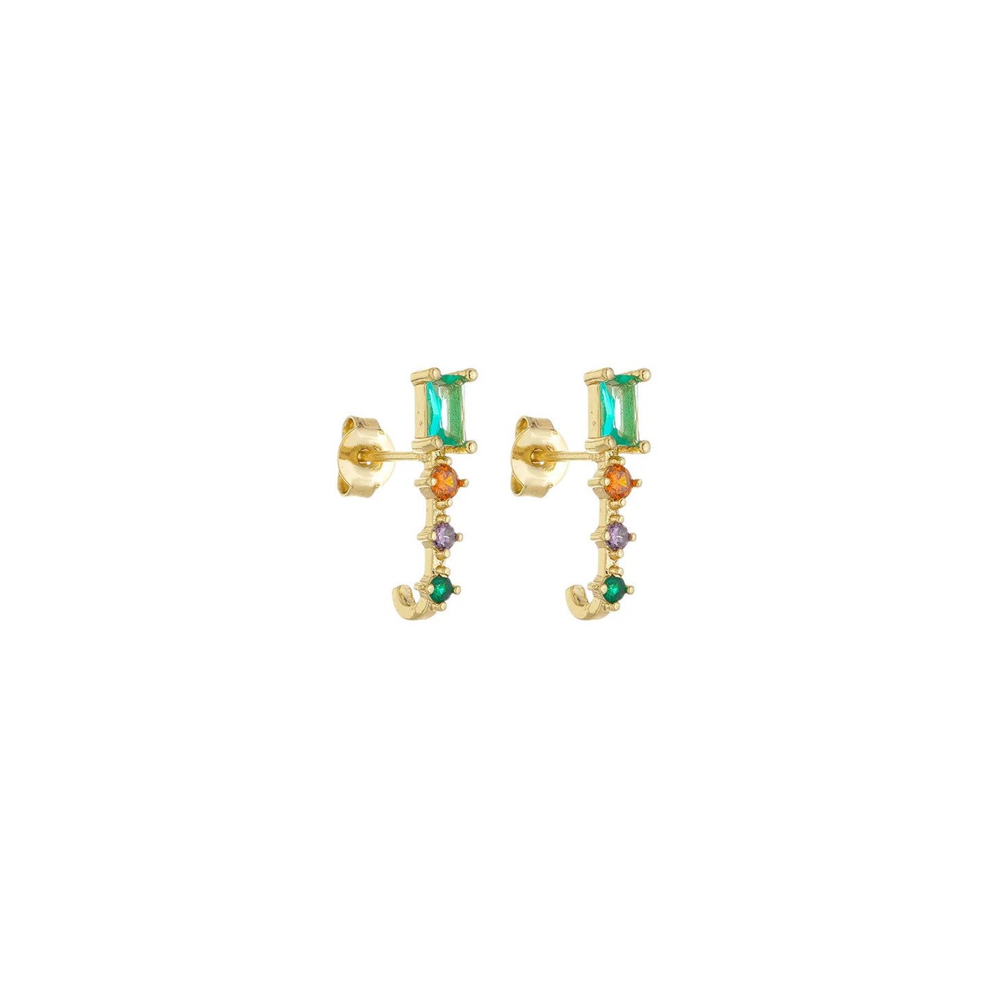 Bruna's Choice Nice Ear Studs - 18k gold colorful Crystals