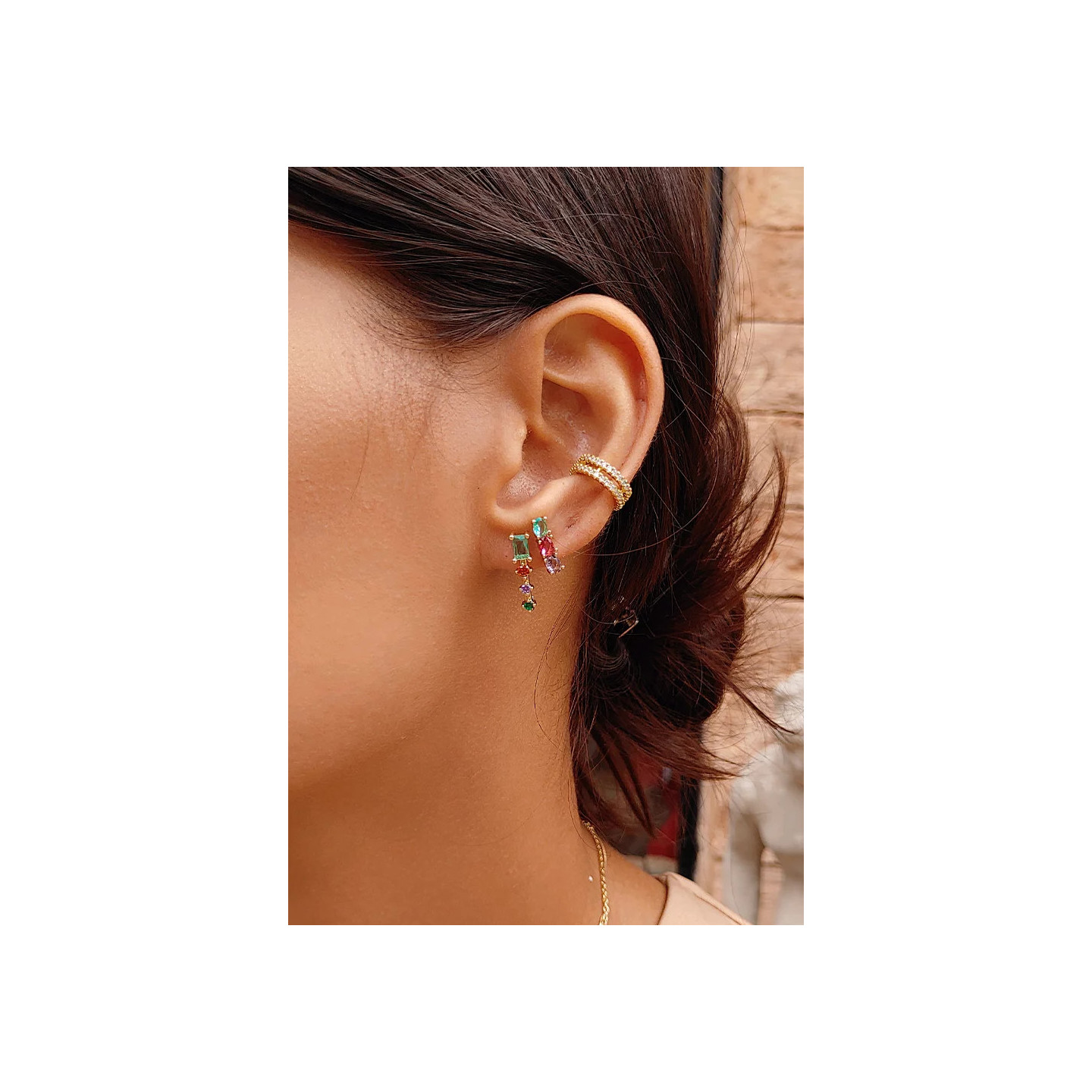 Bruna's Choice Nice Ear Studs - 18k gold colorful Crystals