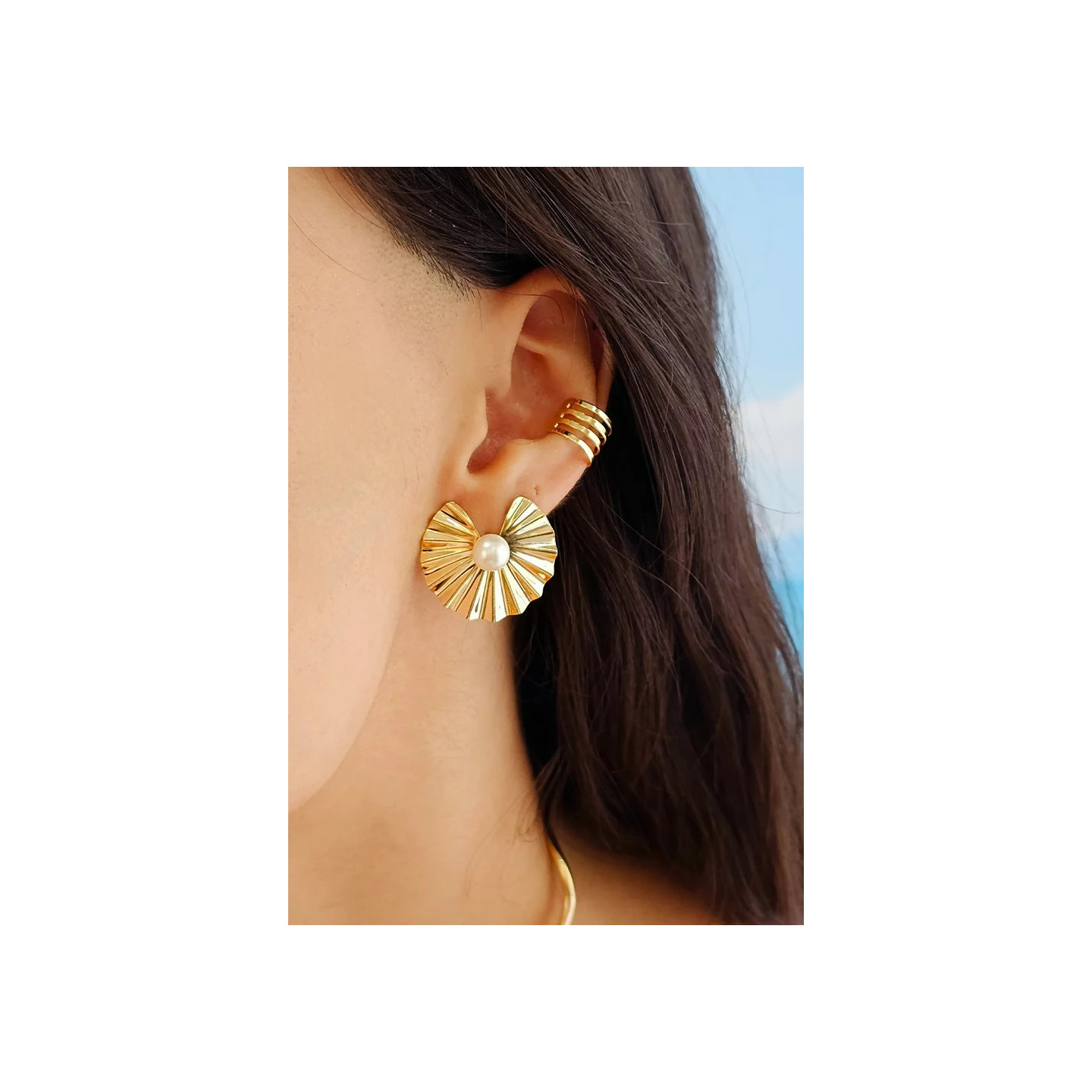 Bruna's Choice Tropea Studs Earrings - 18k gold pearl