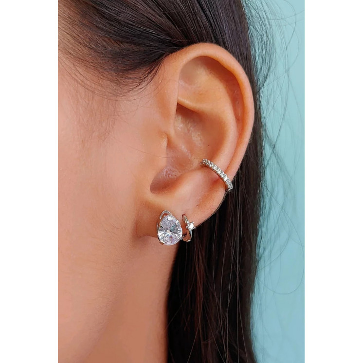 Bruna's Choice Split Huggies - rhodium plated silver zirconia