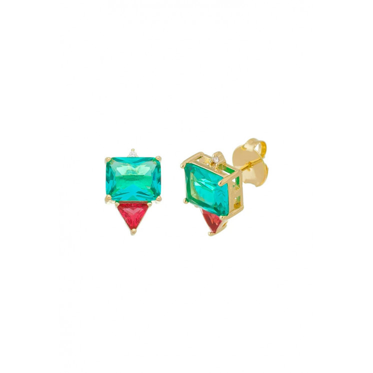 Bruna's Choice Cassis Studs - 18k gold colorful zirconia