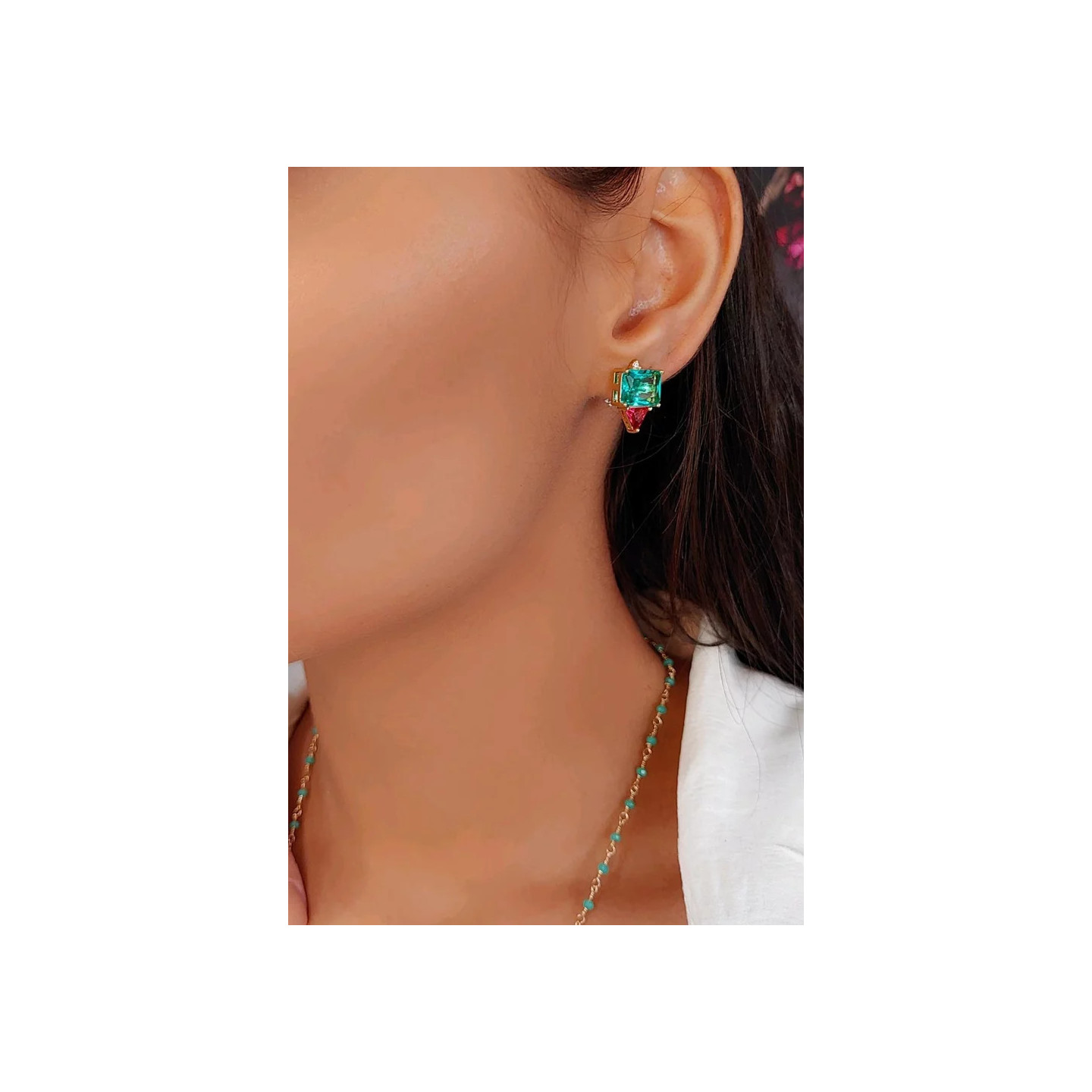 Bruna's Choice Cassis Studs - 18k gold colorful zirconia