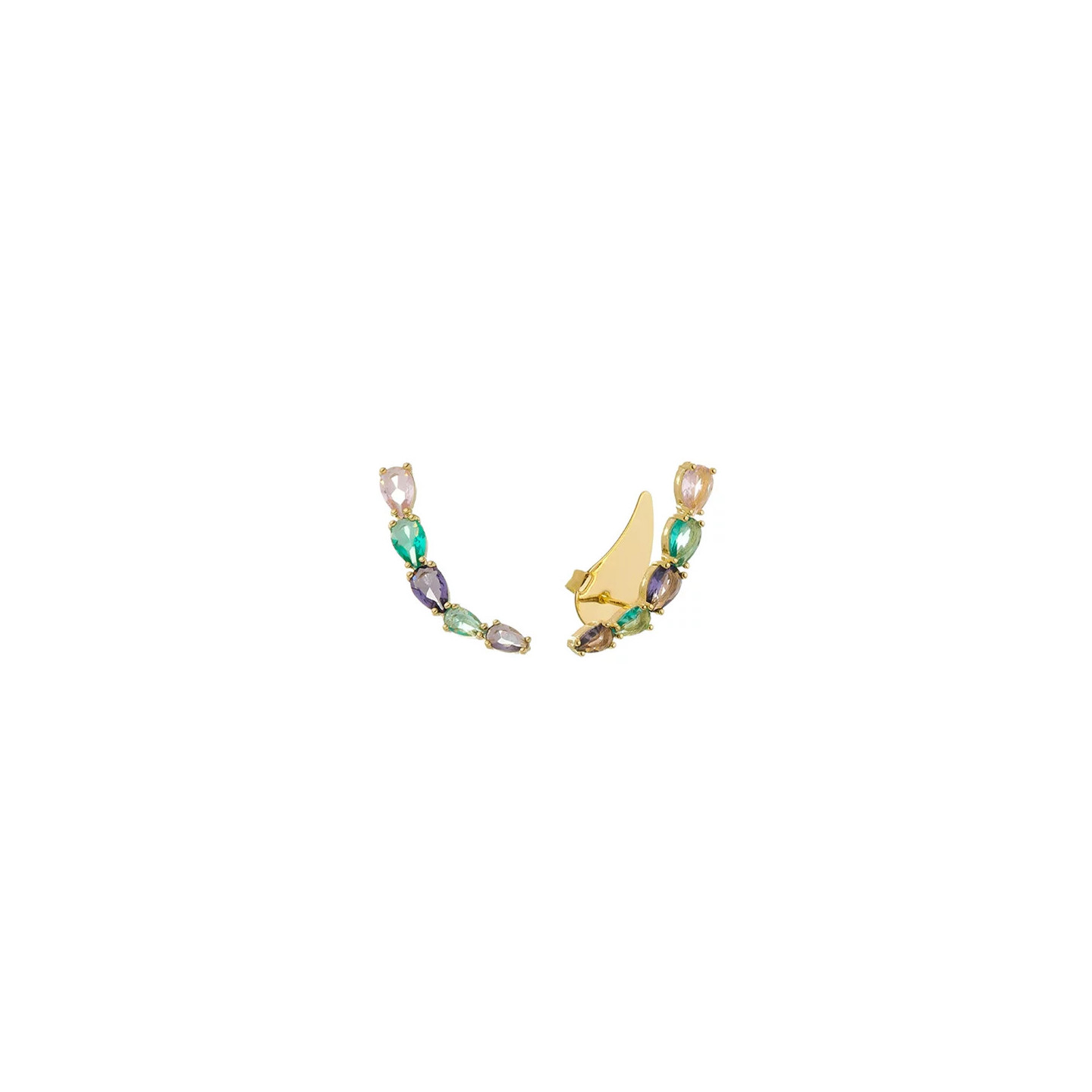 Bruna's Choice Amalfi Earcuffs - 18k gold colorful Crystals