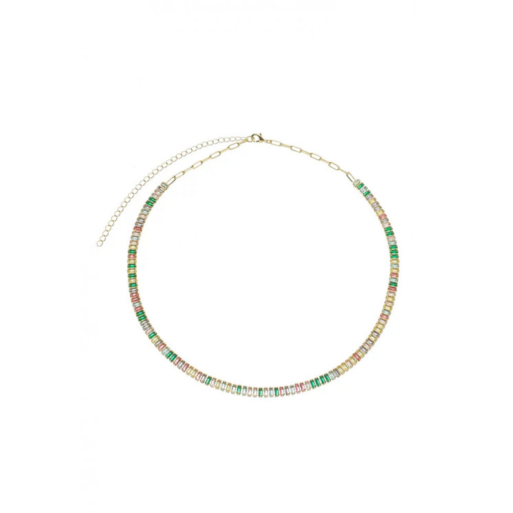 Bruna's Choice Riviera Necklace - 18k gold colorful zirconia, silver