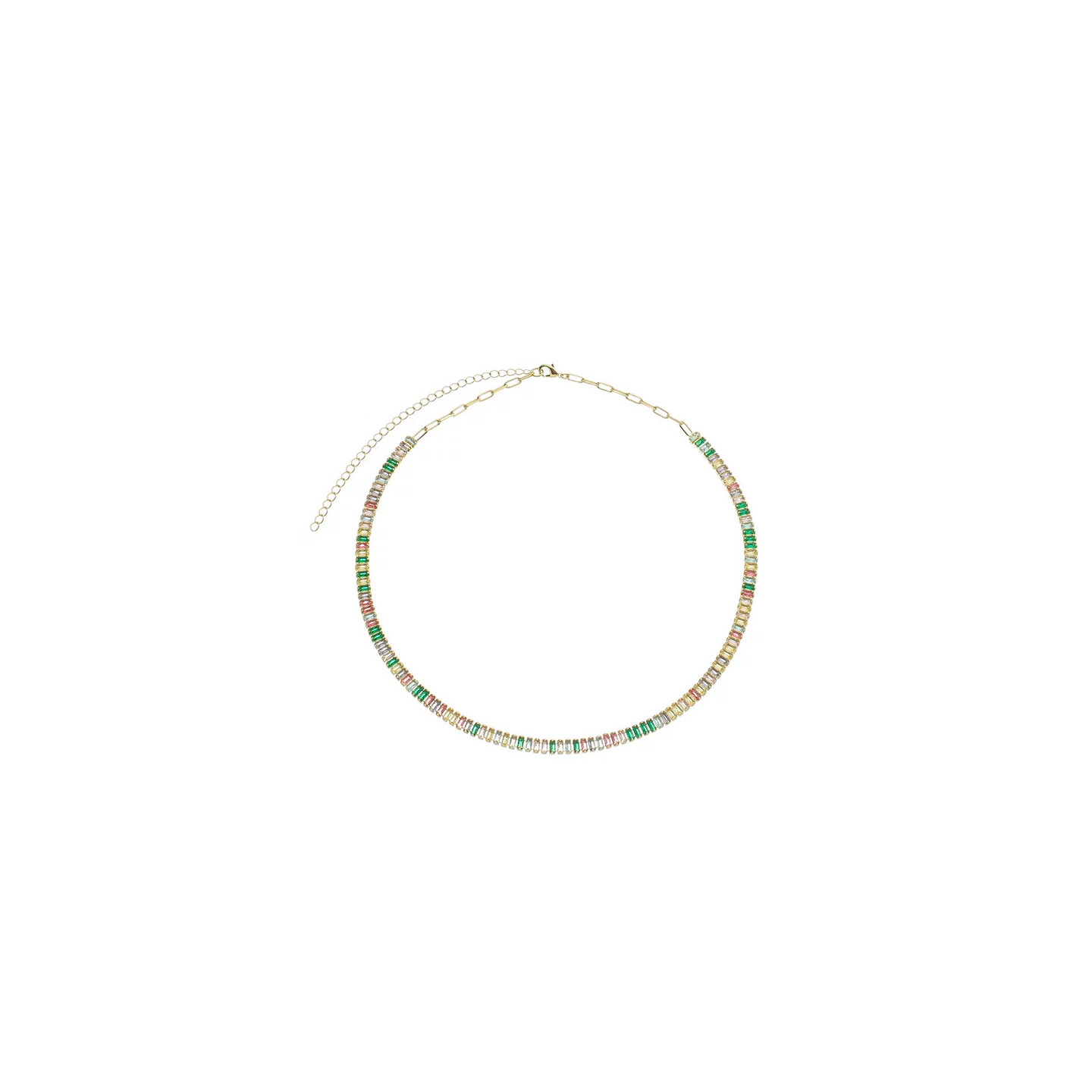 Bruna's Choice Riviera Necklace - 18k gold colorful zirconia, silver