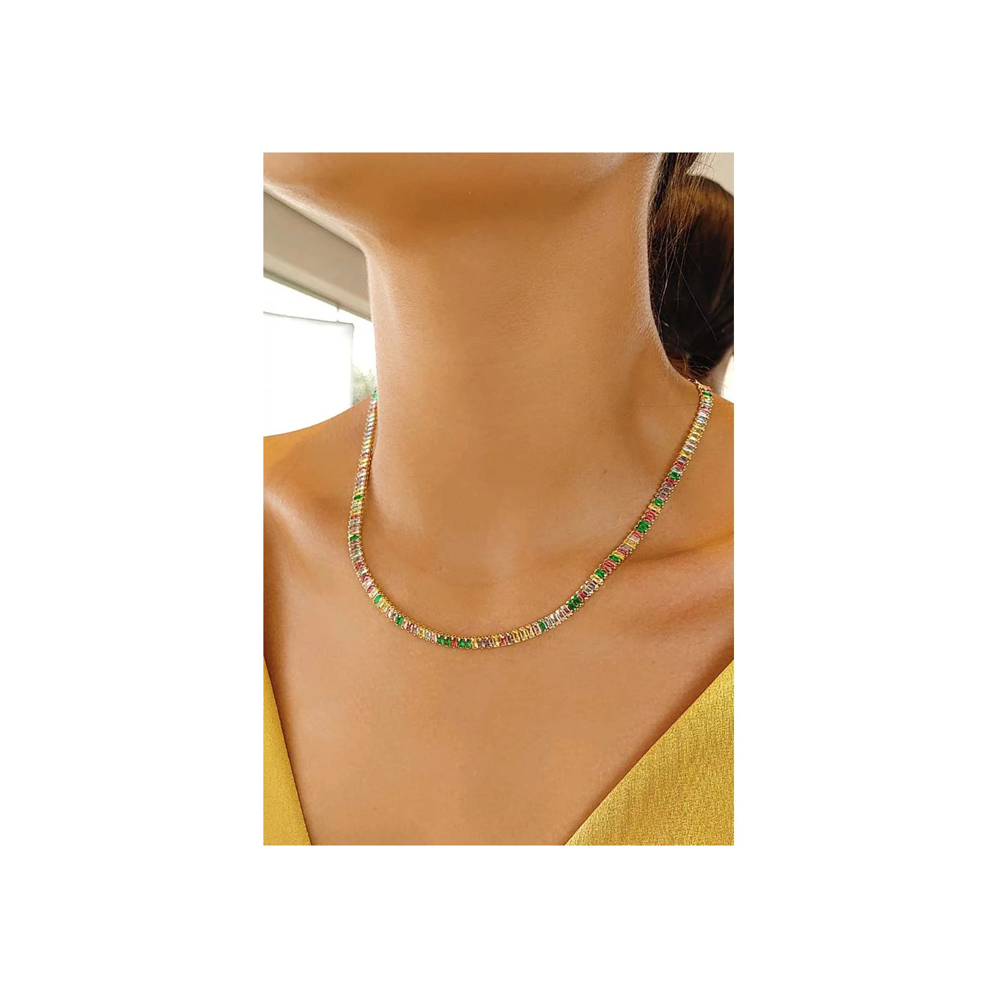 Bruna's Choice Riviera Necklace - 18k gold colorful zirconia, silver