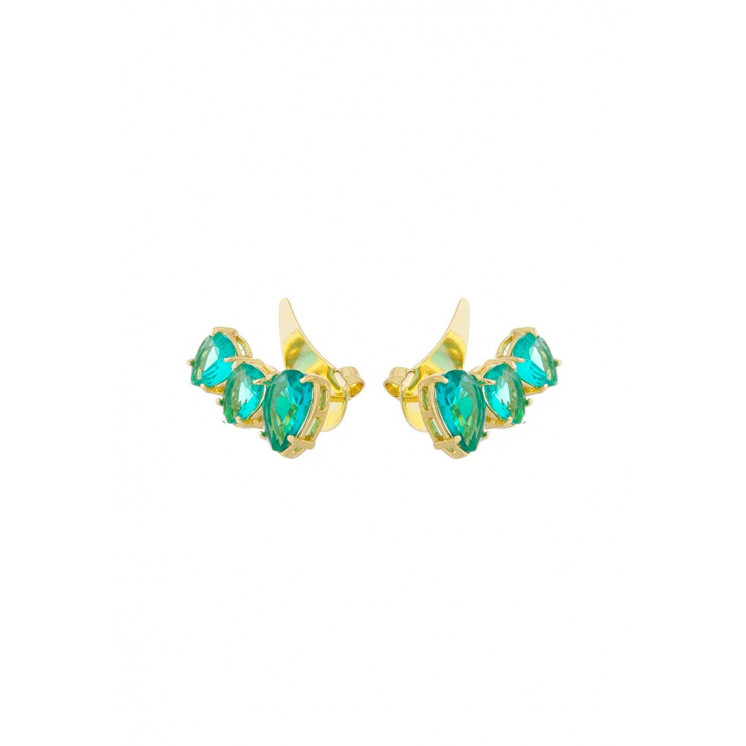 Bruna's Choice Èze Green Ear Cuffs- 18k gold colorful Crystals