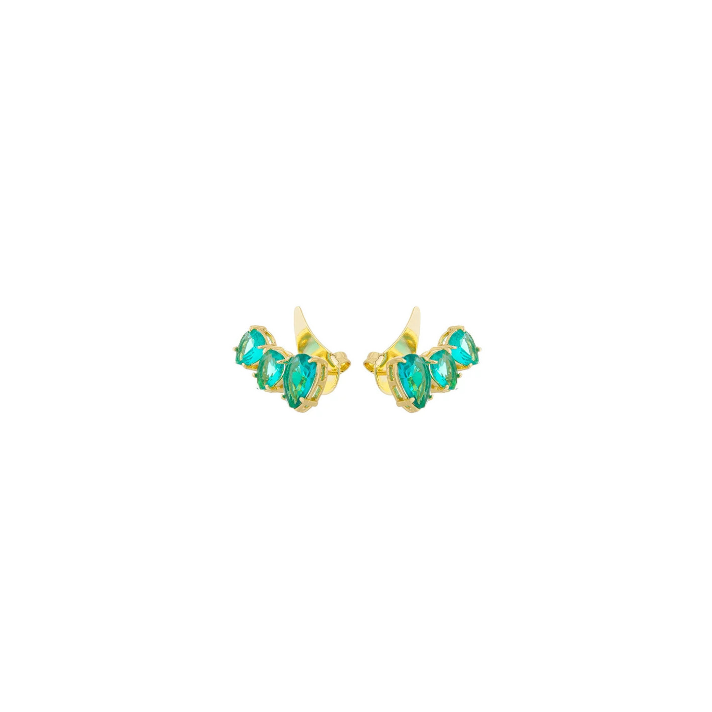 Bruna's Choice Èze Green Ear Cuffs- 18k gold colorful Crystals