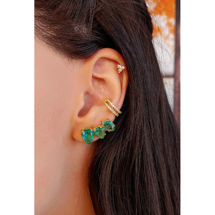 Bruna's Choice Èze Green Ear Cuffs- 18k gold colorful Crystals