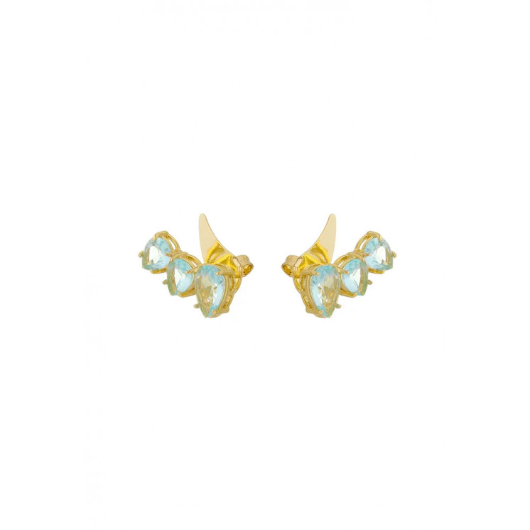 Bruna's Choice Èze Blue Ear Cuffs- 18k gold colorful Crystals